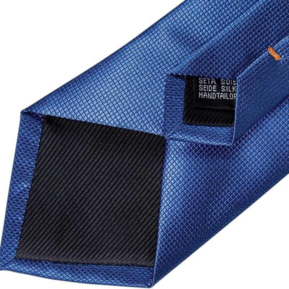 Men's Paisely Silk Tie for Men Necktie and Pocket Square Set Dusty Blue - Picture 4 of 5
